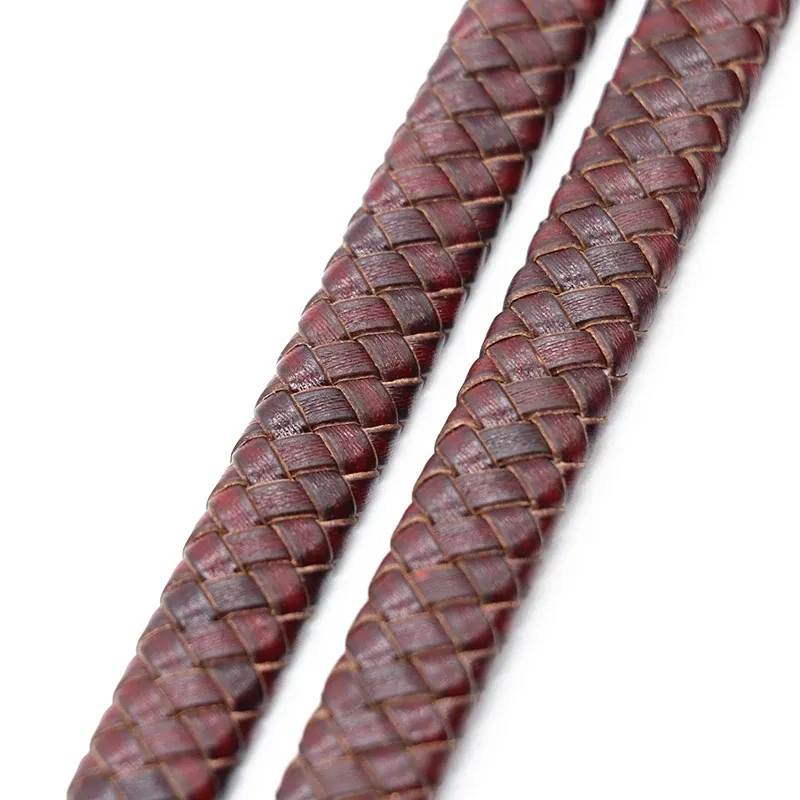 Flaches Lederband geflochten 8 bis 12 mm für Schmuckherstellung