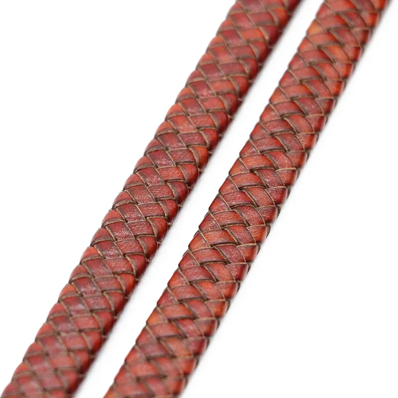 Flaches Lederband geflochten 8 bis 12 mm für Schmuckherstellung