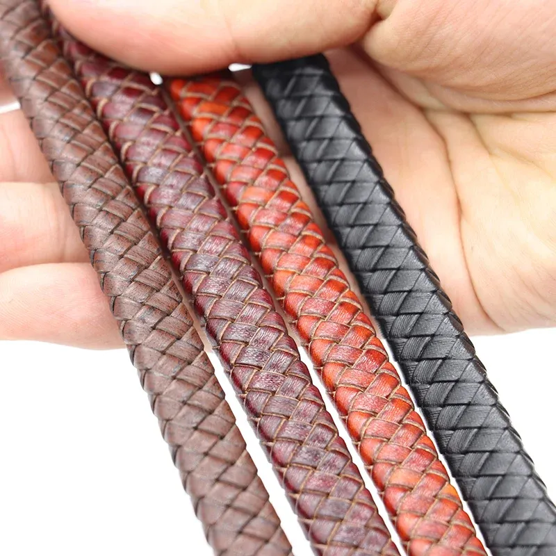 Flaches Lederband geflochten 8 bis 12 mm für Schmuckherstellung