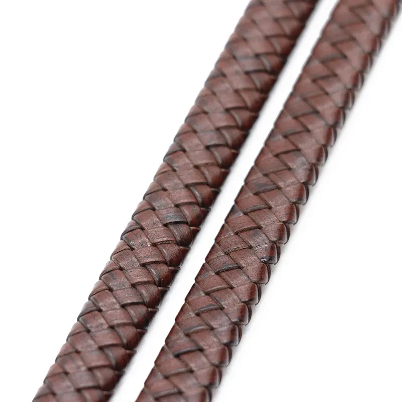 Flaches Lederband geflochten 8 bis 12 mm für Schmuckherstellung