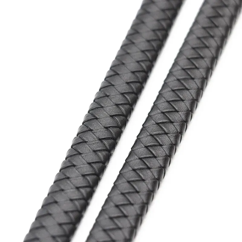 Flaches Lederband geflochten 8 bis 12 mm für Schmuckherstellung