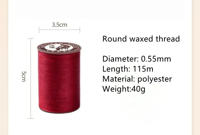 Garn gewachst rund 0,55 mm 115 m für Lederhandwerk und Schmuck
