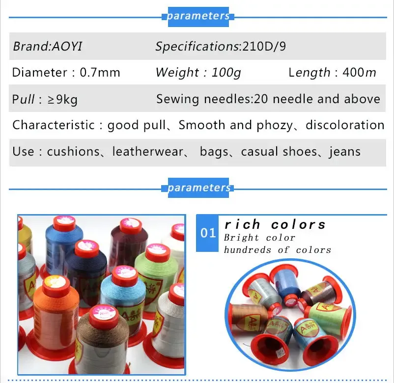 Garn Nähgarn 0,7 mm Nylon Polyester stark für Leder und Möbel
