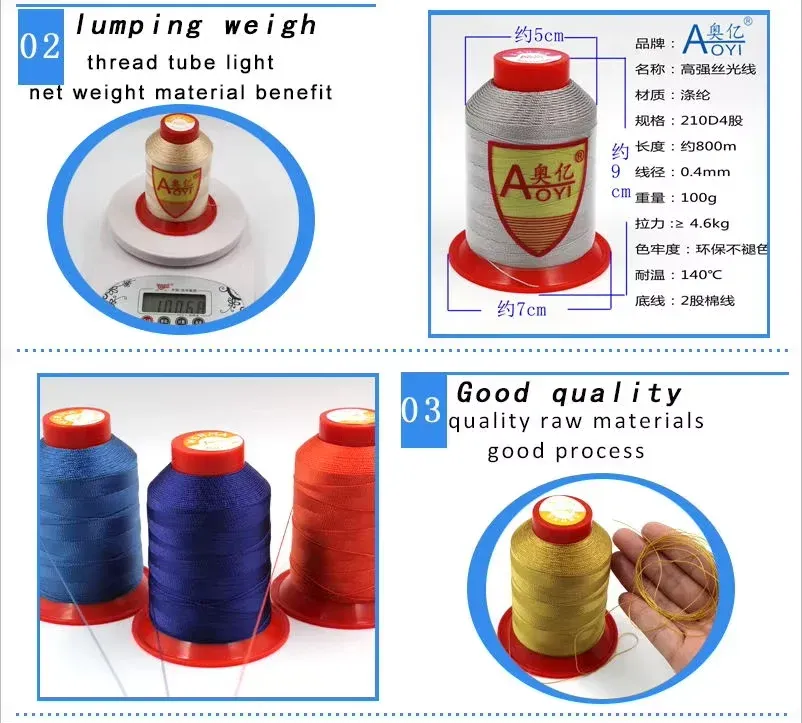Garn Nähmaschine 0,4 mm Polyester hochfest für Leder und Automatten