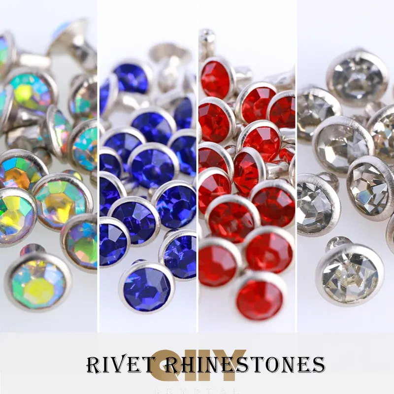 Glas Strass Nieten 6mm bis 8mm für Lederhandwerk 100 Sets