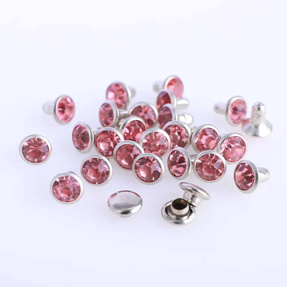 Glas Strass Nieten 6mm bis 8mm für Lederhandwerk 100 Sets