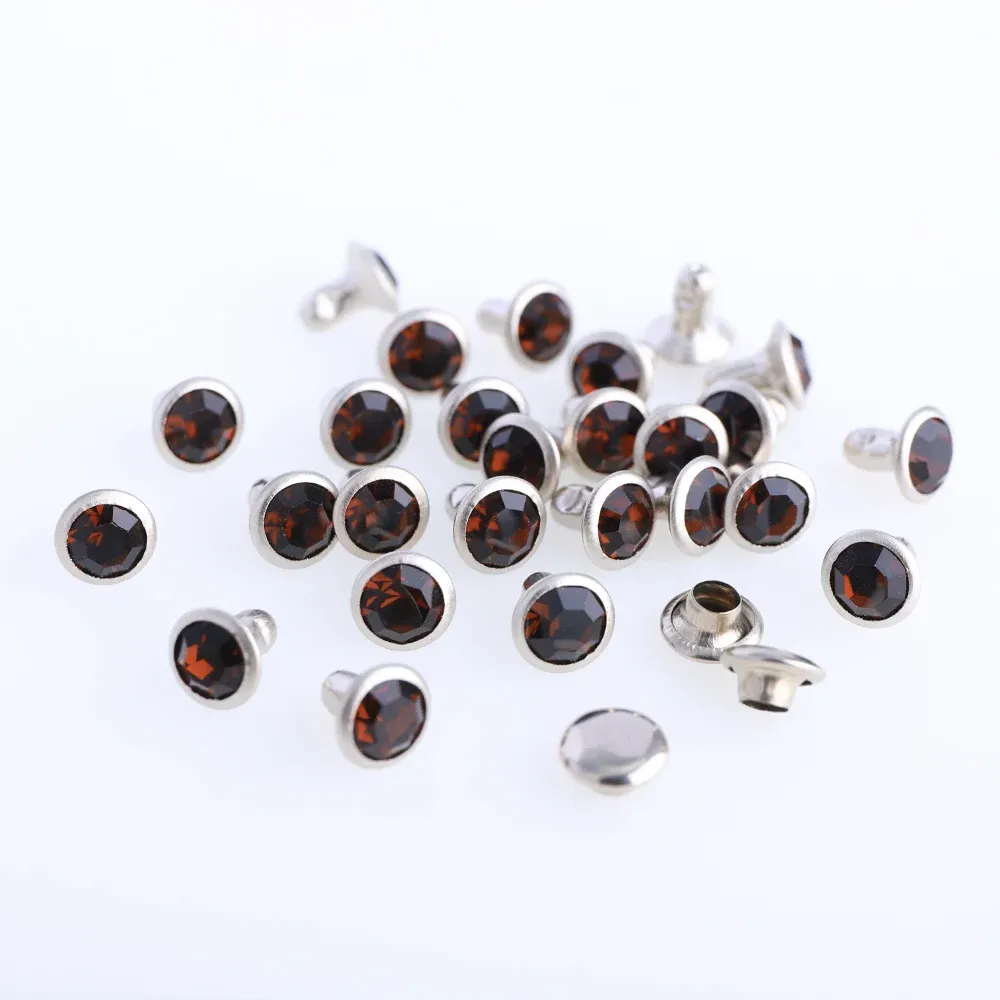 Glas Strass Nieten 6mm bis 8mm für Lederhandwerk 100 Sets