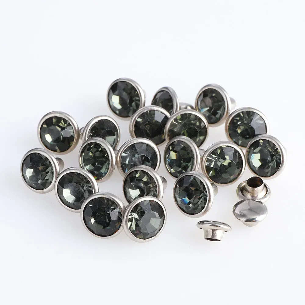 Glas Strass Nieten 6mm bis 8mm für Lederhandwerk 100 Sets