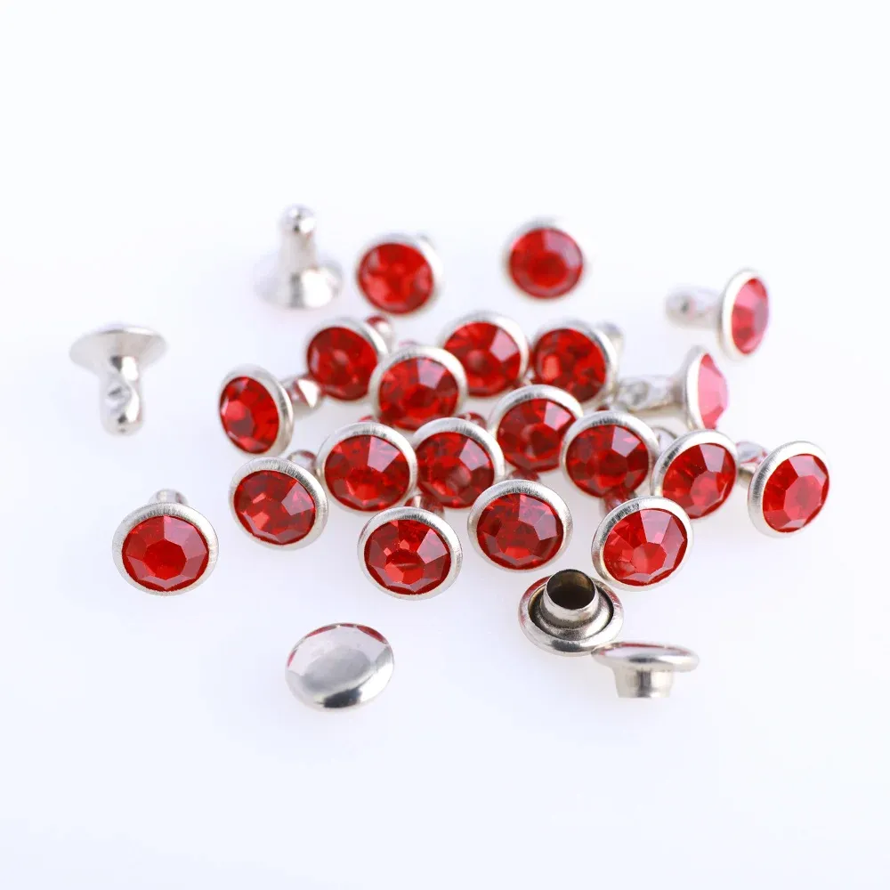 Glas Strass Nieten 6mm bis 8mm für Lederhandwerk 100 Sets