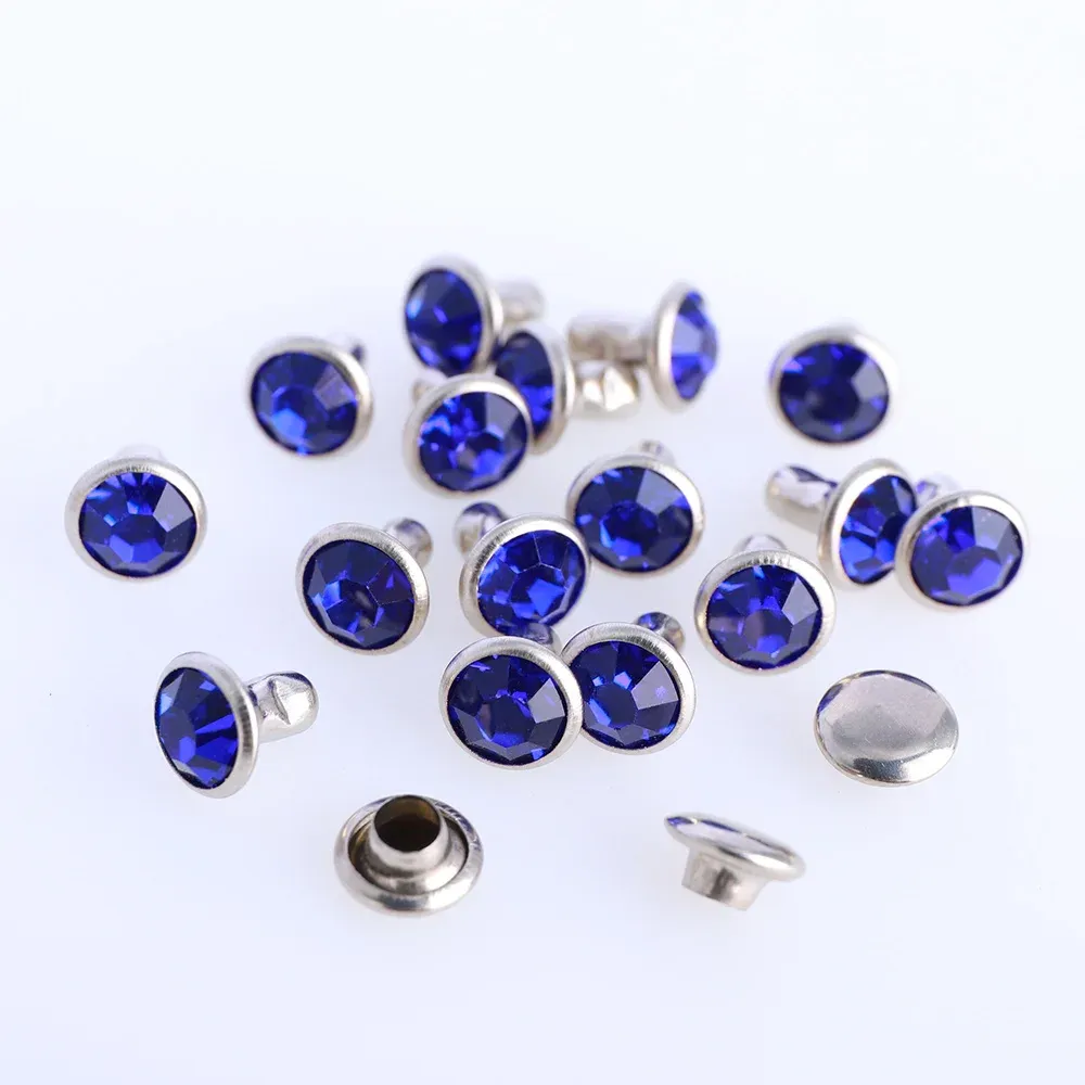 Glas Strass Nieten 6mm bis 8mm für Lederhandwerk 100 Sets