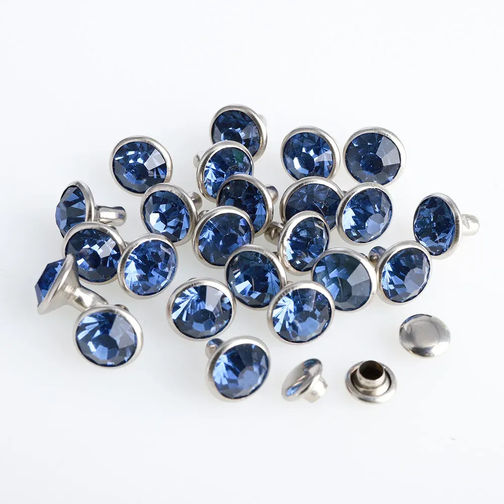 Glas Strass Nieten 6mm bis 8mm für Lederhandwerk 100 Sets