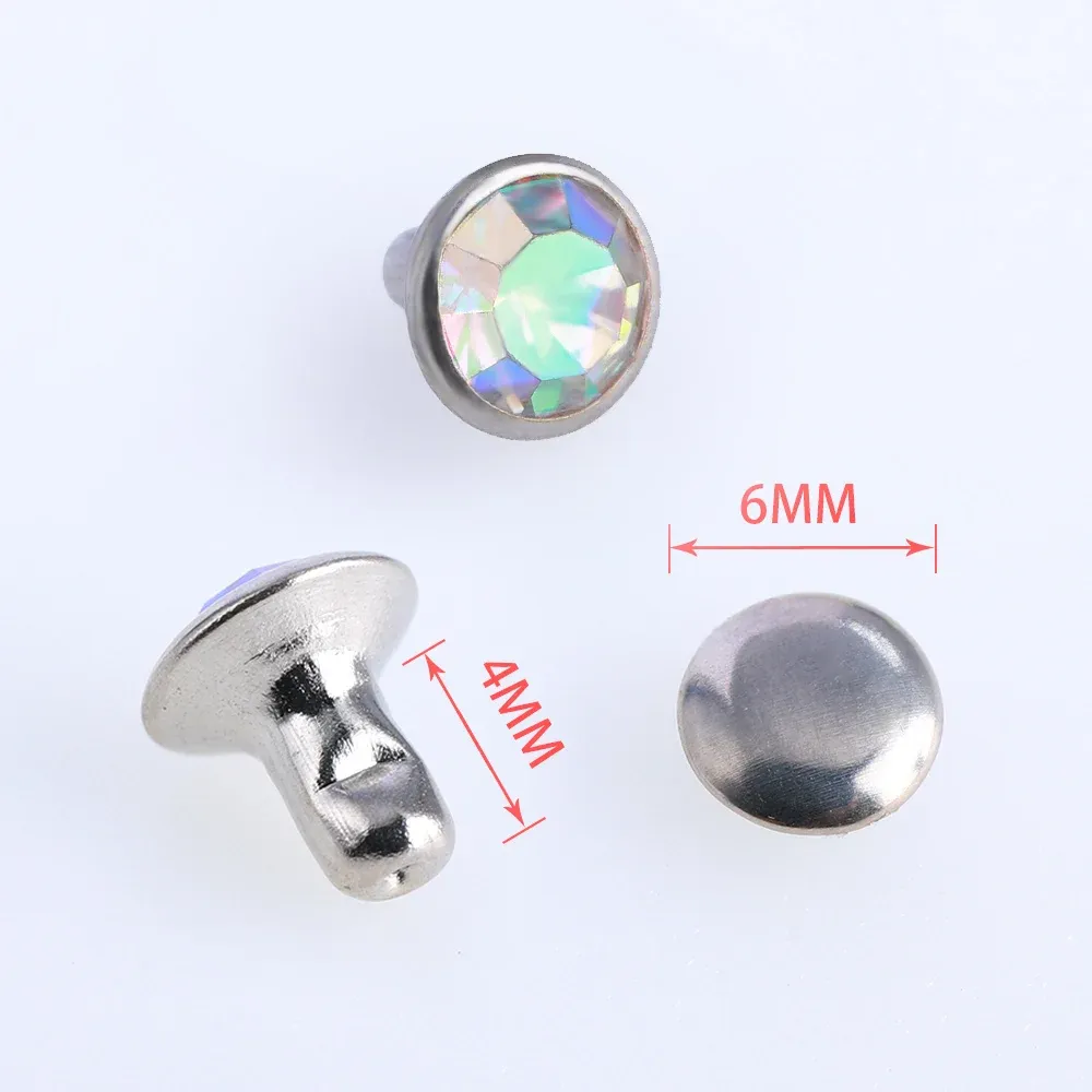 Glas Strass Nieten 6mm bis 8mm für Lederhandwerk 100 Sets