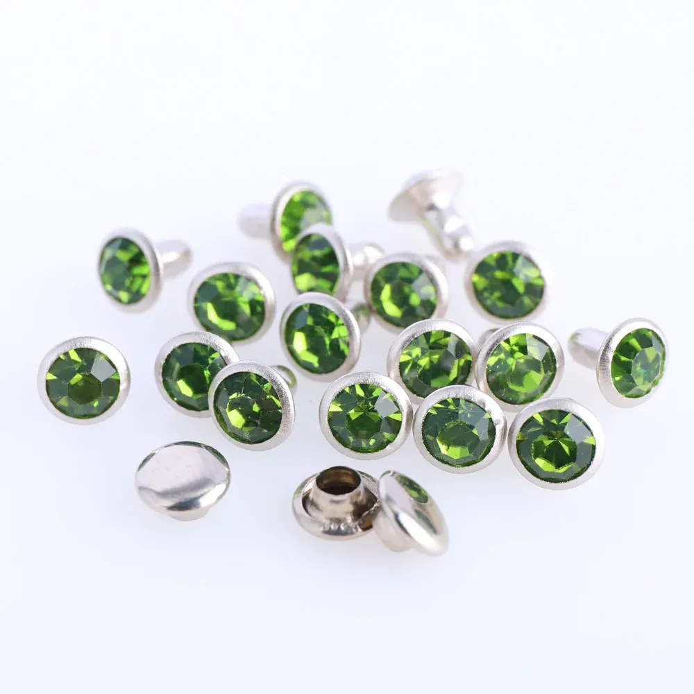 Glas Strass Nieten 6mm bis 8mm für Lederhandwerk 100 Sets