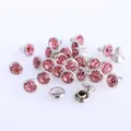 Glas Strass Nieten 6mm bis 8mm für Lederhandwerk 100 Sets – Farbe Light Pink