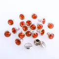 Glas Strass Nieten 6mm bis 8mm für Lederhandwerk 100 Sets – Farbe Orange