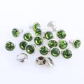 Glas Strass Nieten 6mm bis 8mm für Lederhandwerk 100 Sets – Farbe Peridot