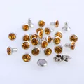 Glas Strass Nieten 6mm bis 8mm für Lederhandwerk 100 Sets – Farbe Topaz