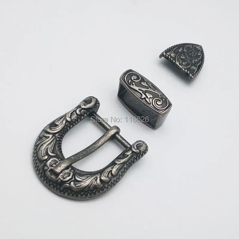Gürtelschnalle Leder 3 Teile für Damen Gürtel Vintage Prägung 20 mm
