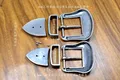 Gürtelschnalle Metall Schnitzmuster Antik Silber 3 Stück – 4