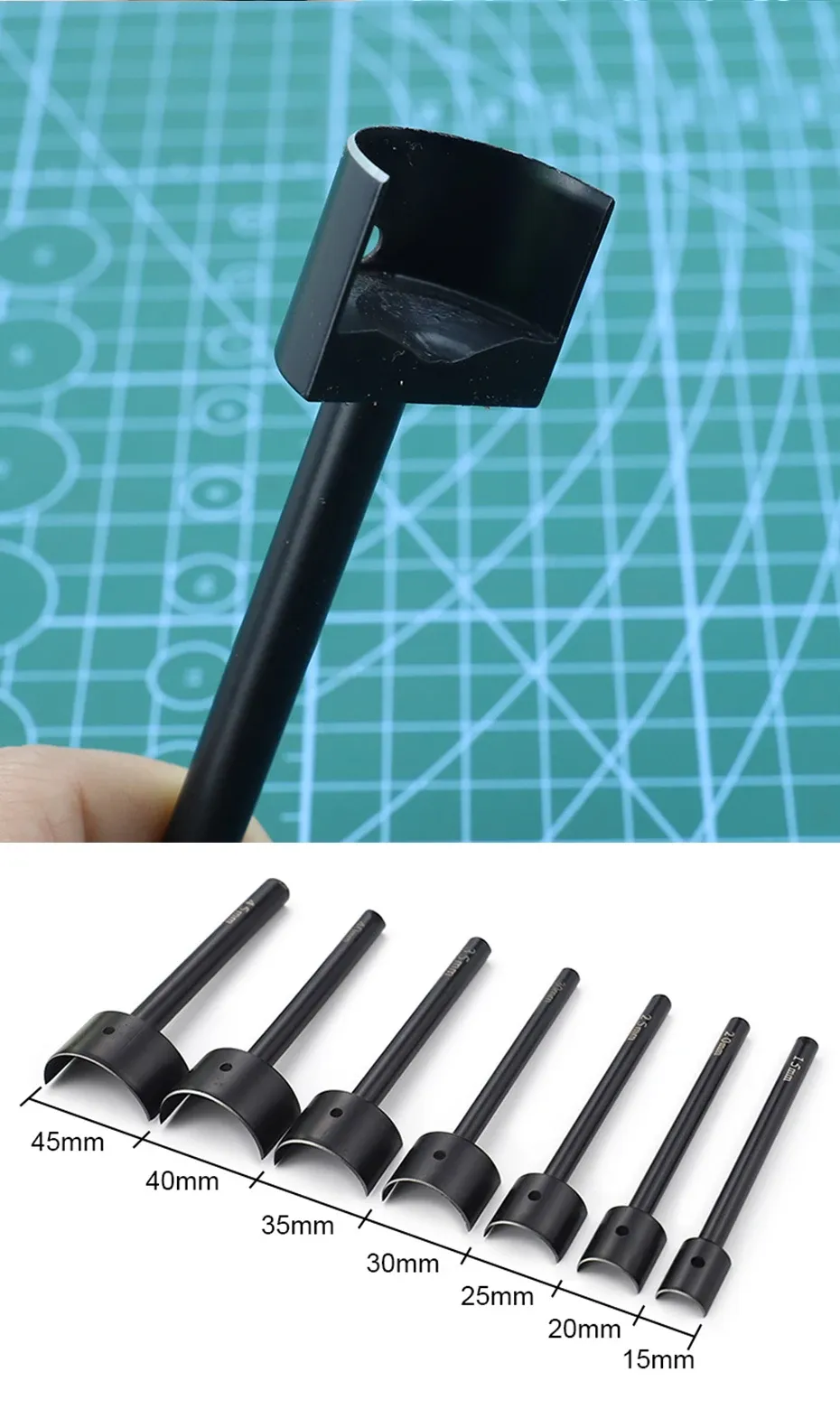 Halbrunder Locher 15 bis 45 mm für Gürtel und Taschen