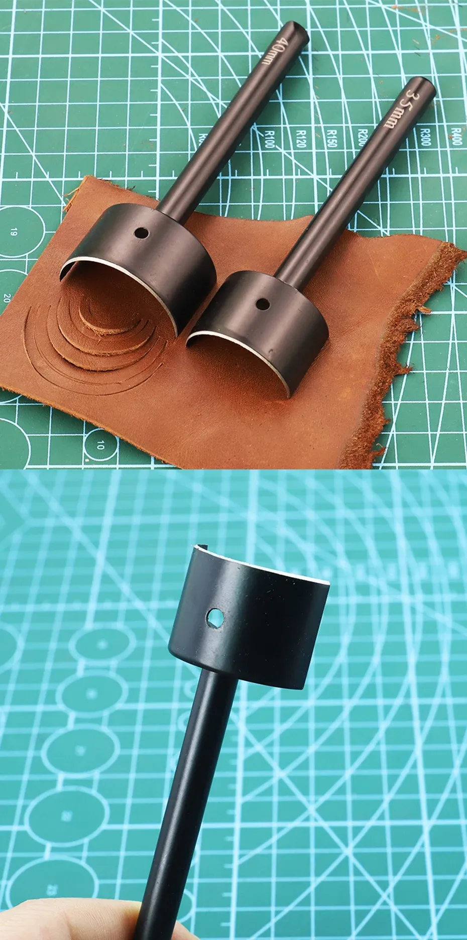 Halbrunder Locher 15 bis 45 mm für Gürtel und Taschen