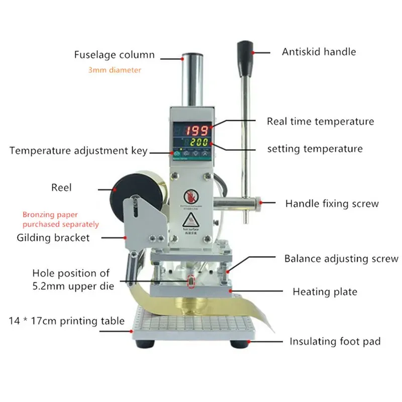 Heißpräge Maschine Leder Logo Digital PVC Karten Papier