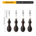 Kantenschäler Leder M390 DC53 4 bis 10 mm Ebenholzgriff – Farbe DC53 Stahl 4er-Set
