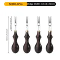 Kantenschäler Leder M390 DC53 4 bis 10 mm Ebenholzgriff – Farbe M390 Stahl 4-teiliges Set