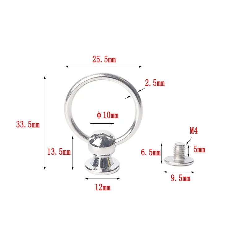 Kugel Nieten mit O-Ring 10 mm für Handtaschen Leder Umhängetaschen