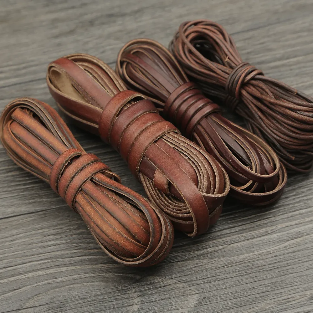 Kunstlederband rund flach 2 Meter für Armband Halskette
