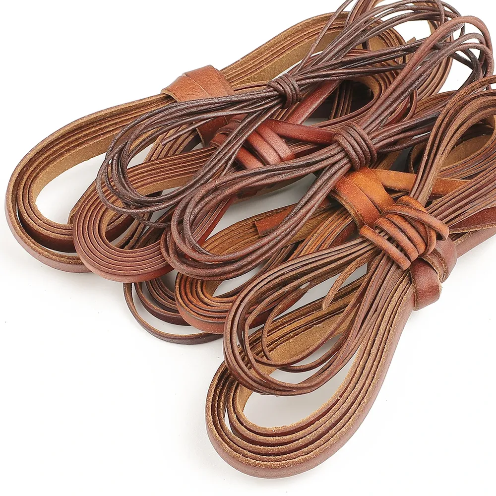 Kunstlederband rund flach 2 Meter für Armband Halskette