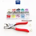 Leder Druckknopf Set Nieten Knöpfe Ösen Nähen Werkzeug – Farbe C 200set x tools