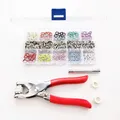 Leder Druckknopf Set Nieten Knöpfe Ösen Nähen Werkzeug – Farbe D 200set x tools