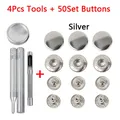 Leder Druckknöpfe Metall 10 bis 15 mm mit Werkzeugen für Kleidung – Farbe 4 Tool-50Set Silver