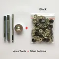 Leder Druckknöpfe Metall 10 bis 15 mm mit Werkzeugen für Kleidung – Farbe tool and 50set black