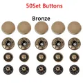 Leder Druckknöpfe Metall 10 bis 15 mm mit Werkzeugen für Kleidung – Farbe 50Set Bronze
