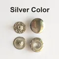 Leder Druckknöpfe Metall 10 bis 15 mm mit Werkzeugen für Kleidung – Farbe 50set silver