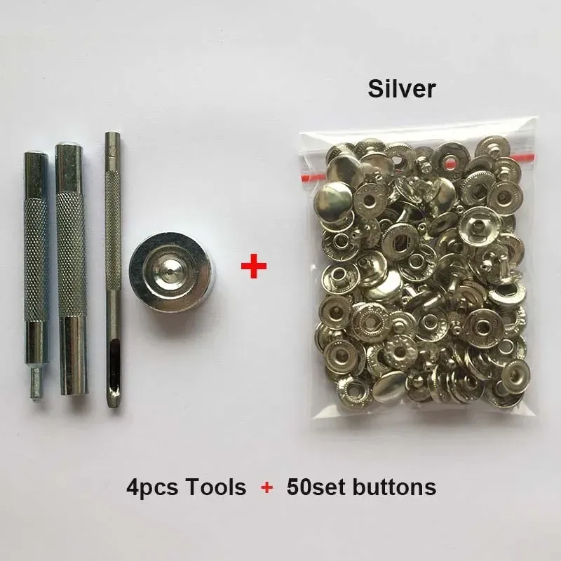 Leder Druckknöpfe Metall 10 bis 15 mm mit Werkzeugen für Kleidung