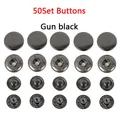 Leder Druckknöpfe Metall 10 bis 15 mm mit Werkzeugen für Kleidung – Farbe 50Set Gun black