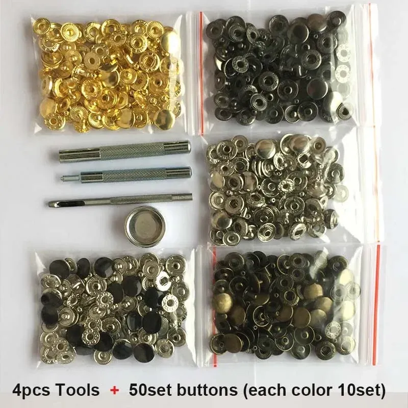 Leder Druckknöpfe Metall 10 bis 15 mm mit Werkzeugen für Kleidung
