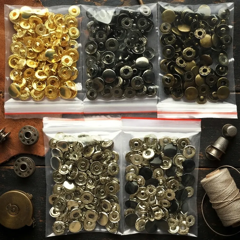 Leder Druckknöpfe Metall 10 bis 15 mm mit Werkzeugen für Kleidung