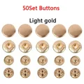 Leder Druckknöpfe Metall 10 bis 15 mm mit Werkzeugen für Kleidung – Farbe 50Set Light gold