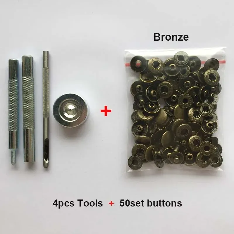 Leder Druckknöpfe Metall 10 bis 15 mm mit Werkzeugen für Kleidung