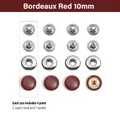 Leder Druckknöpfe mit Lederüberzug 10 mm für Geldbörsen Taschen Lederhandwerk – Farbe Bordeaux Red 10mm