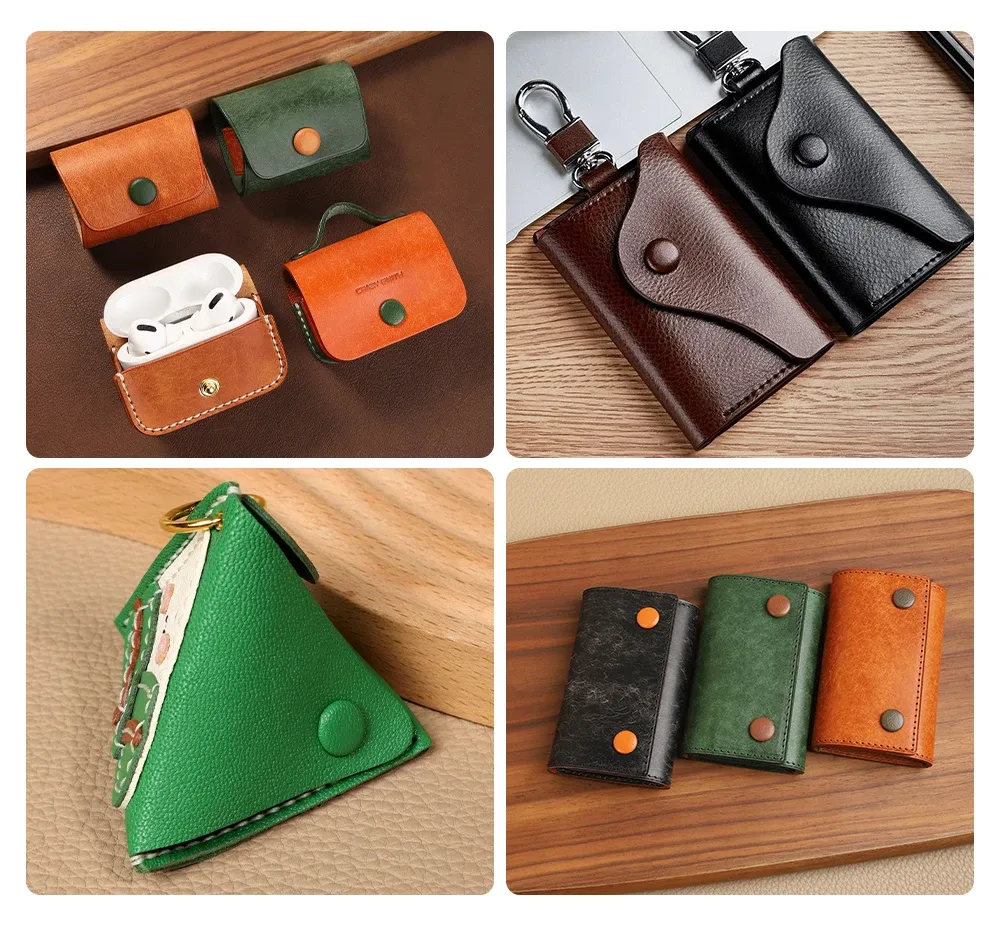 Leder Druckknöpfe mit Lederüberzug 10 mm für Geldbörsen Taschen Lederhandwerk