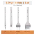 Leder Meißel Diamond 3 bis 6 mm für Nähen – Farbe Silver 4mm 1 Set