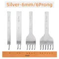 Leder Meißel Diamond 3 bis 6 mm für Nähen – Farbe Silver 6mm 1 Set