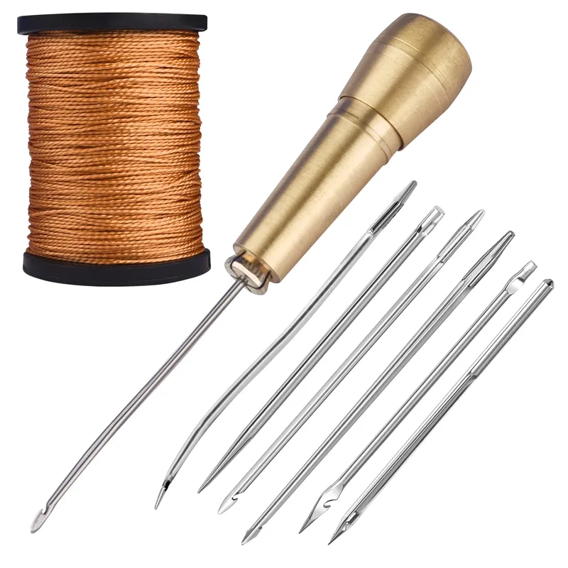 Leder Nähen Ahle Nadel mit Kupfer Griff Set