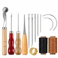 Leder-Nähset 14-teilig mit Holzgriff und Ahle – Farbe 14PCS Leather Kit