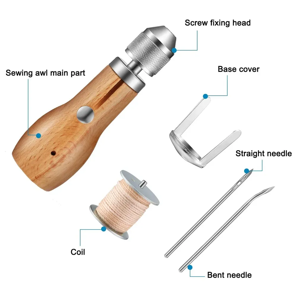 Leder Nähset mit Säumesser und Faden Schnellnähgerät Reparatur